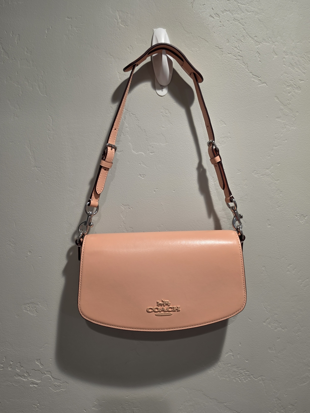 COACH Andrea Smooth Leather Shoulder Bag in faded Blush Pink / Silver • NWOT